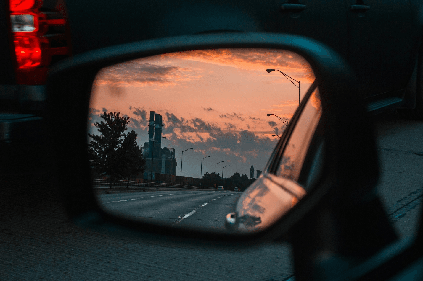 The wing mirror of a car with a vehicle surveillance system